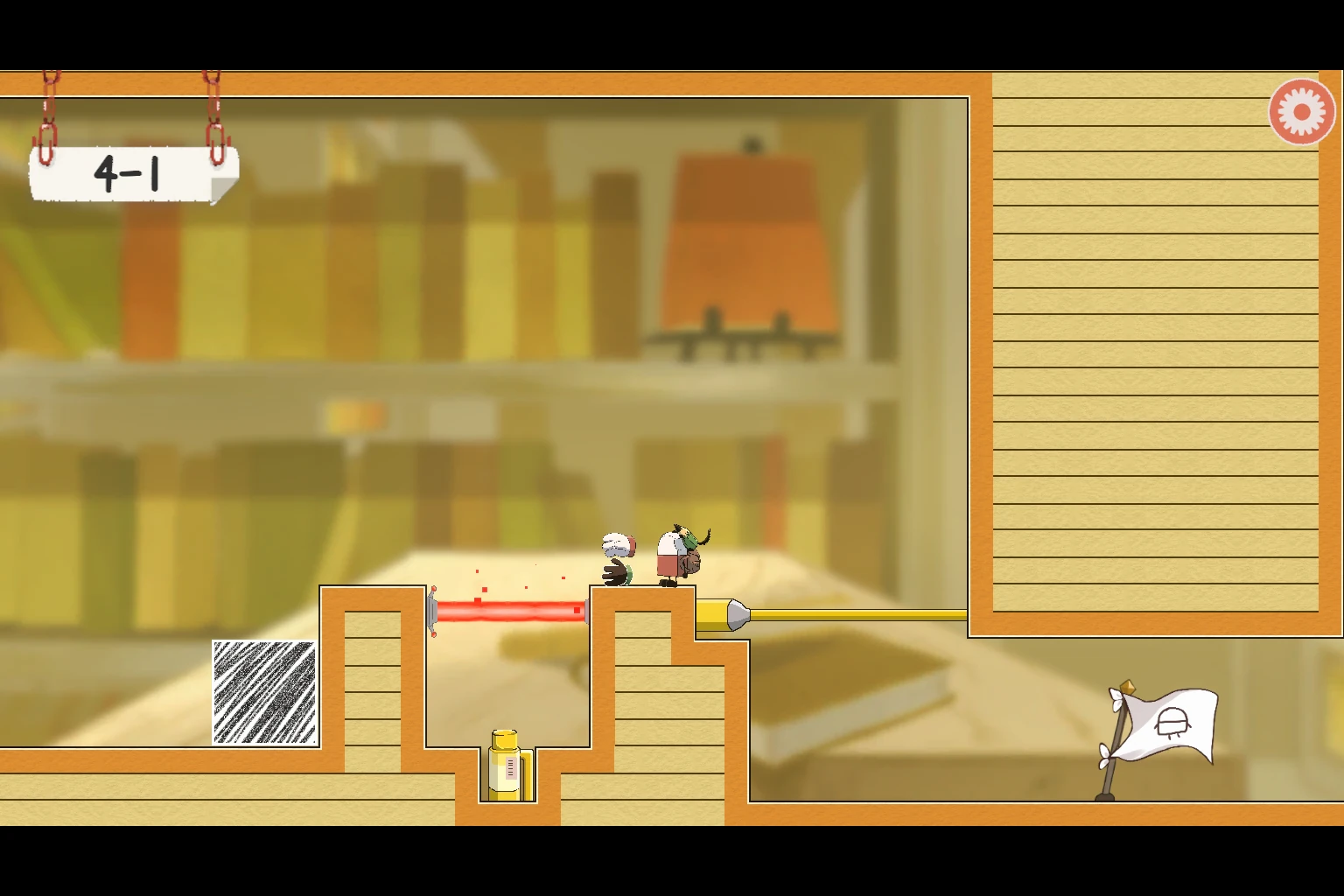 ERASER ADVENTURE:ブロックを使って進む教室エリアのゲーム画面