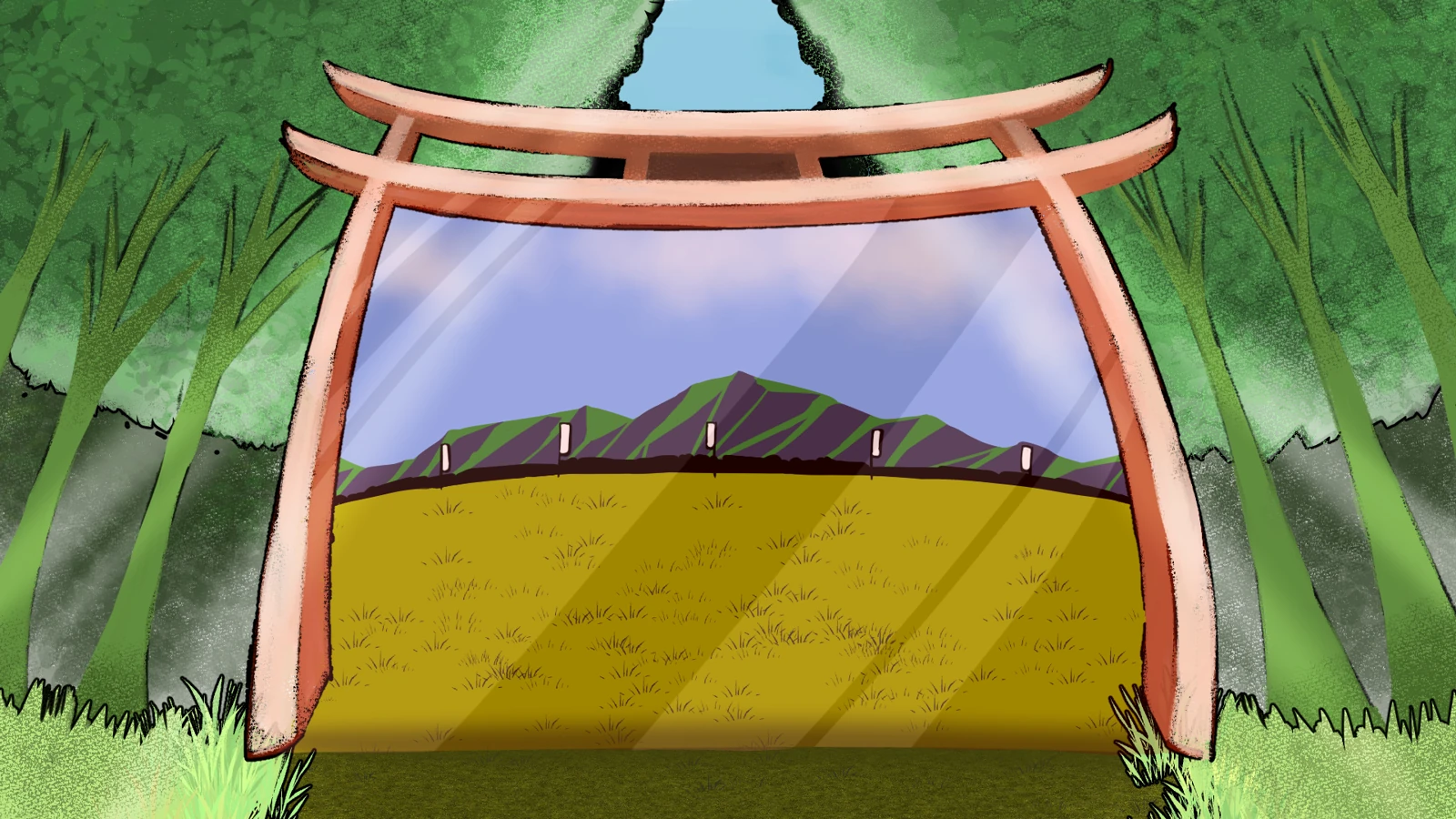 忍忍ダッシュ:ゲームに登場する神社の風景